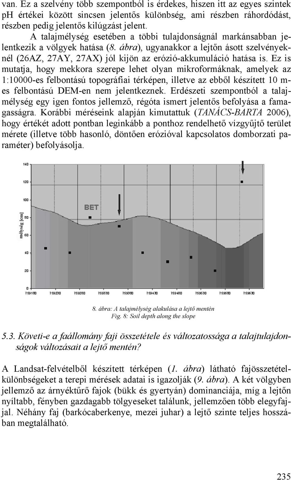 ábra), ugyanakkor a lejtőn ásott szelvényeknél (26AZ, 27AY, 27AX) jól kijön az erózió-akkumuláció hatása is.