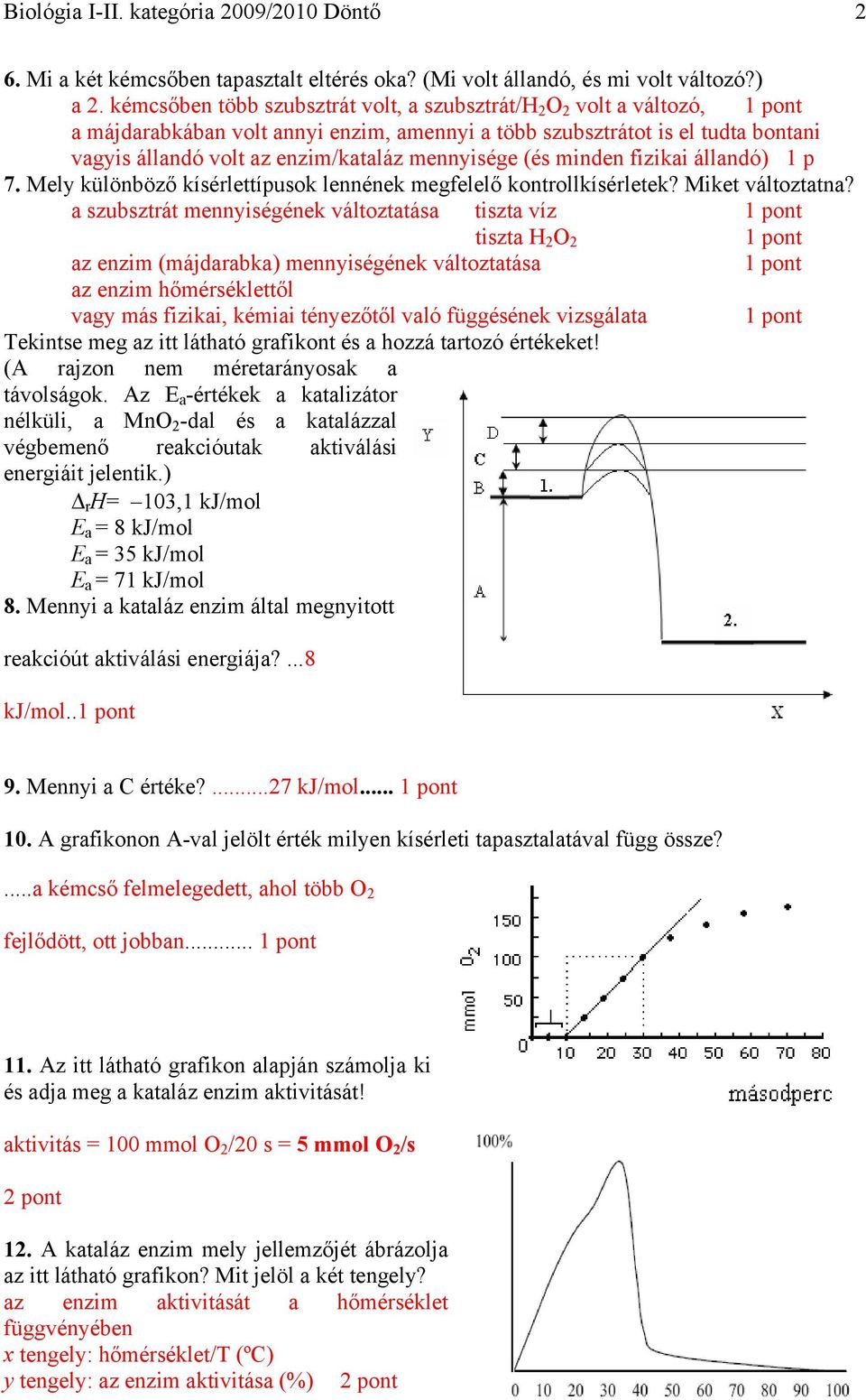 (és minden fizikai állandó) 1 p 7. Mely különböző kísérlettípusok lennének megfelelő kontrollkísérletek? Miket változtatna?