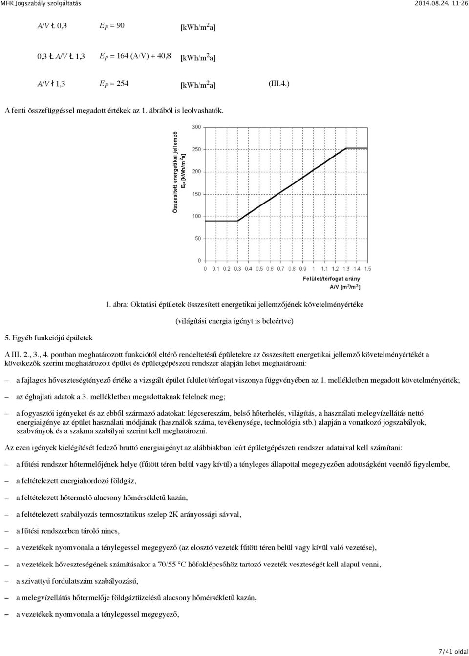 pontban meghatározott funkciótól eltérő rendeltetésű épületekre az összesített energetikai jellemző követelményértékét a következők szerint meghatározott épület és épületgépészeti rendszer alapján
