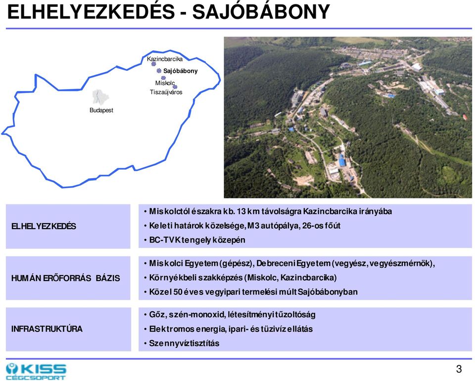 Egyetem (gépész), Debreceni Egyetem (vegyész, vegyészmérnök), HUMÁN ERŐFORRÁS BÁZIS Környékbeli szakképzés (Miskolc, Kazincbarcika) Közel