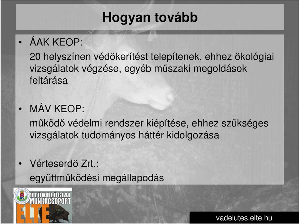 KEOP: működő védelmi rendszer kiépítése, ehhez szükséges vizsgálatok