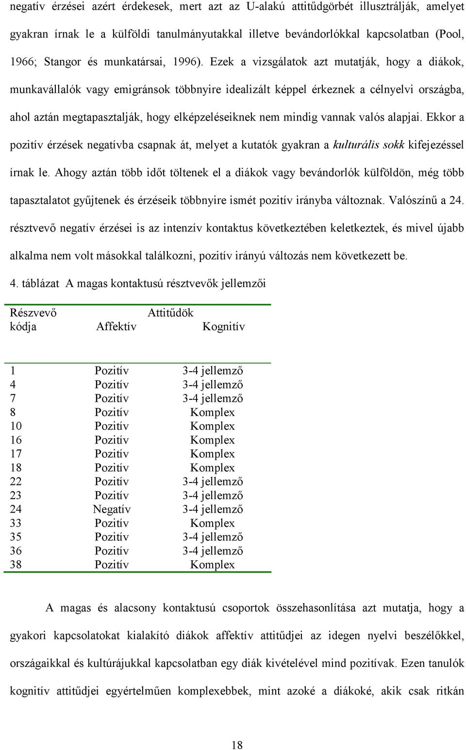 Ezek a vizsgálatok azt mutatják, hogy a diákok, munkavállalók vagy emigránsok többnyire idealizált képpel érkeznek a célnyelvi országba, ahol aztán megtapasztalják, hogy elképzeléseiknek nem mindig