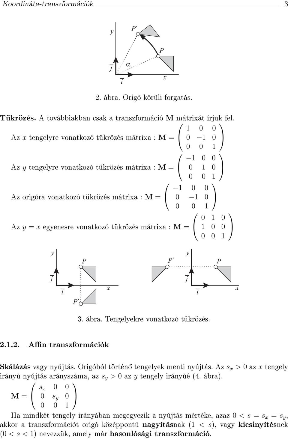 0 0 0 0 0 0 0 0 0 0 0 0 0 0. ábra. Tengelekre vonatkoó tükröés.... An transformácók Skáláás vag nútás. Orgóból történ tengelek ment nútás.