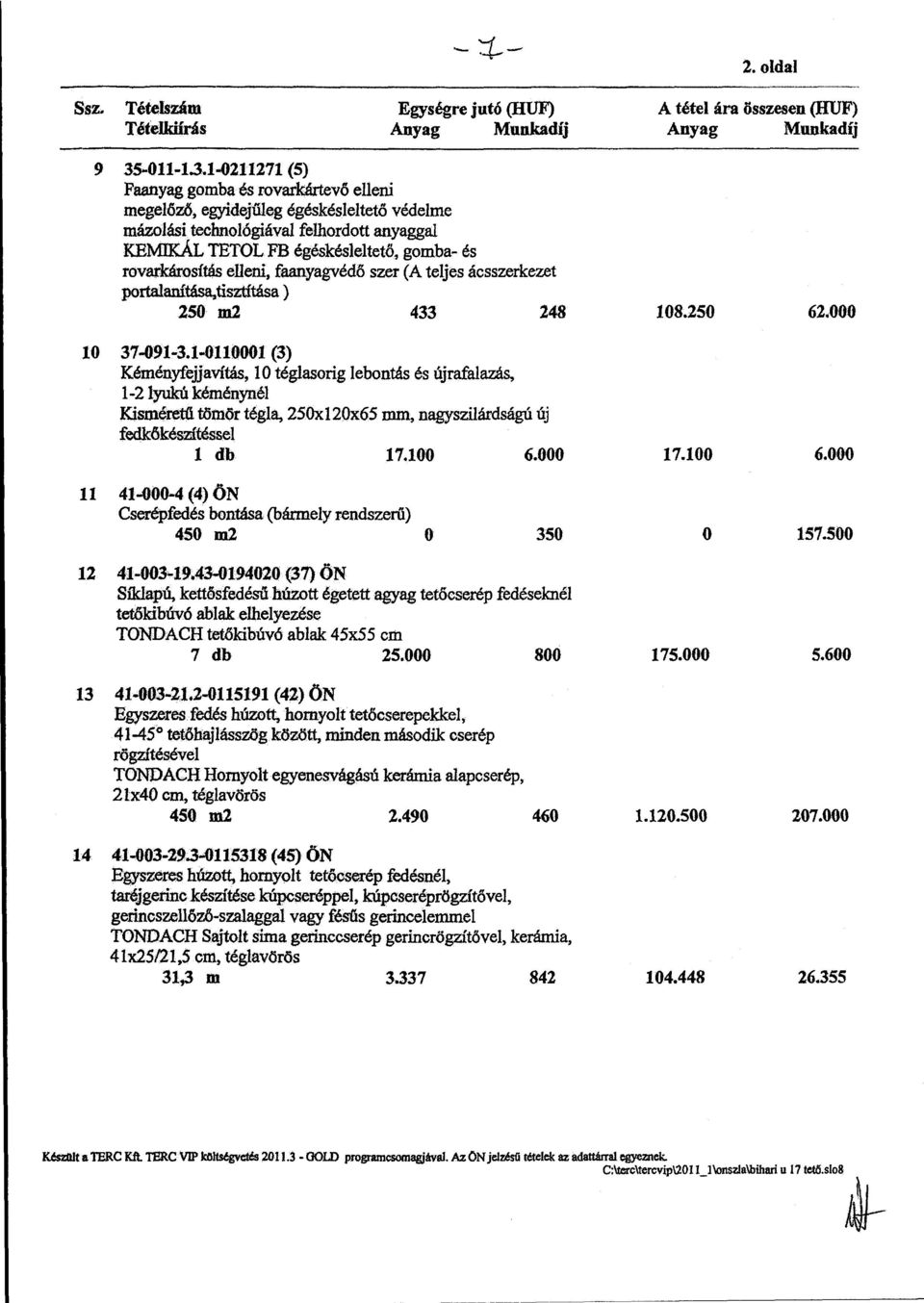 EMIKÁL TETOL PB égéskésleltető, gomba- és rovarkárosítás elleni, faanyagvédőszer (A teljes ácsszerkezet portalanítása,tisztítása ) 250 m2 433 248 10 37..091-3.