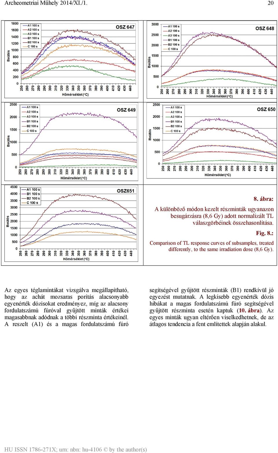 adódnak a többi részminta értékeinél. A reszelt (A1) és a magas fordulatszámú fúró segítségével gyűjtött részminták (B1) rendkívül jó egyezést mutatnak.