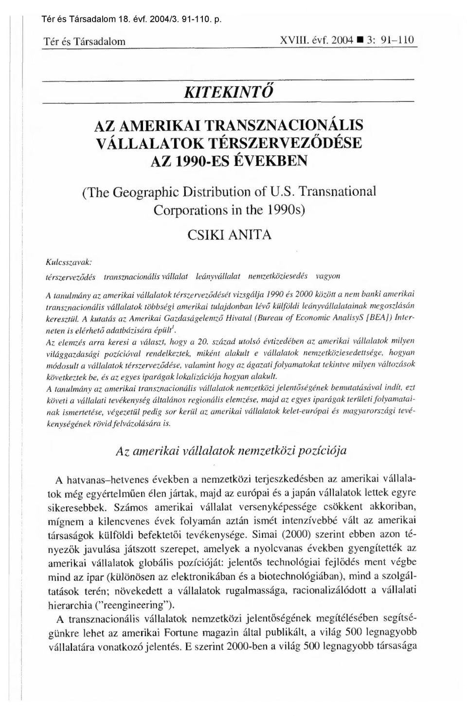 VÁLLALATOK TÉRSZ