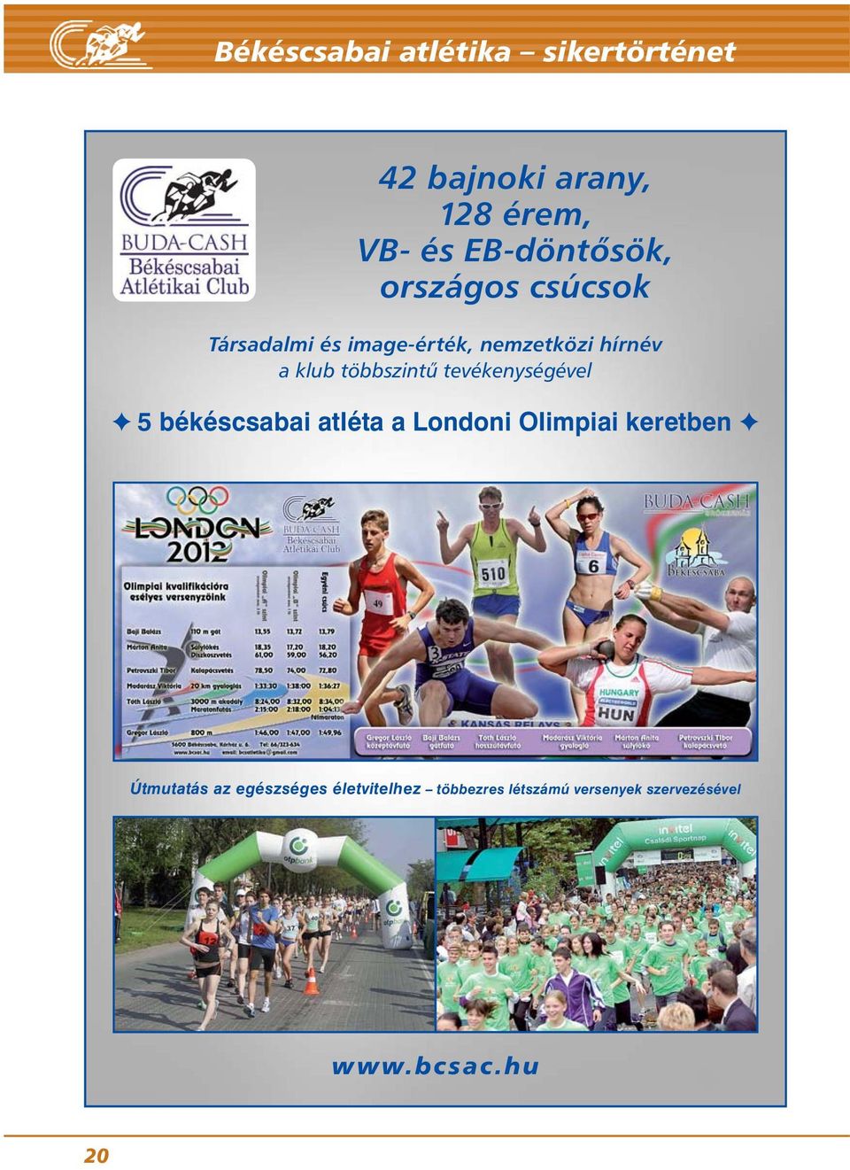 klub többszintû tevékenységével 5 békéscsabai atléta a Londoni Olimpiai keretben