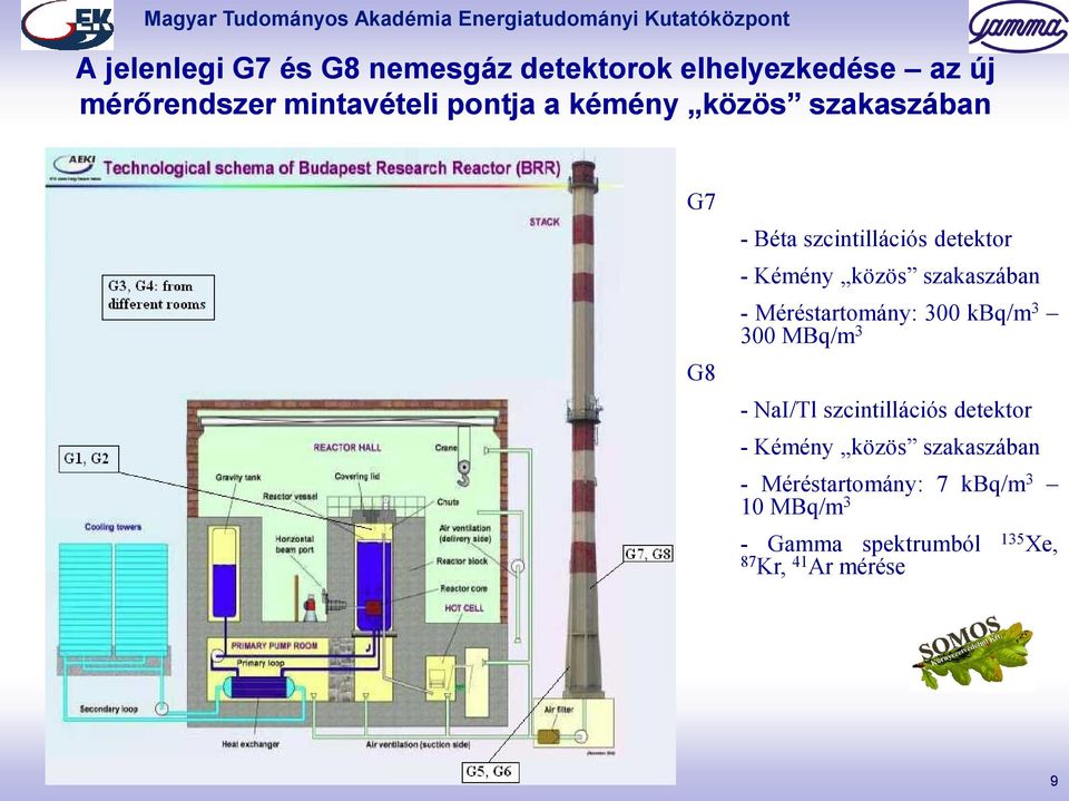 Méréstartomány: 300 kbq/m 3 300 MBq/m 3 - NaI/Tl szcintillációs detektor - Kémény közös