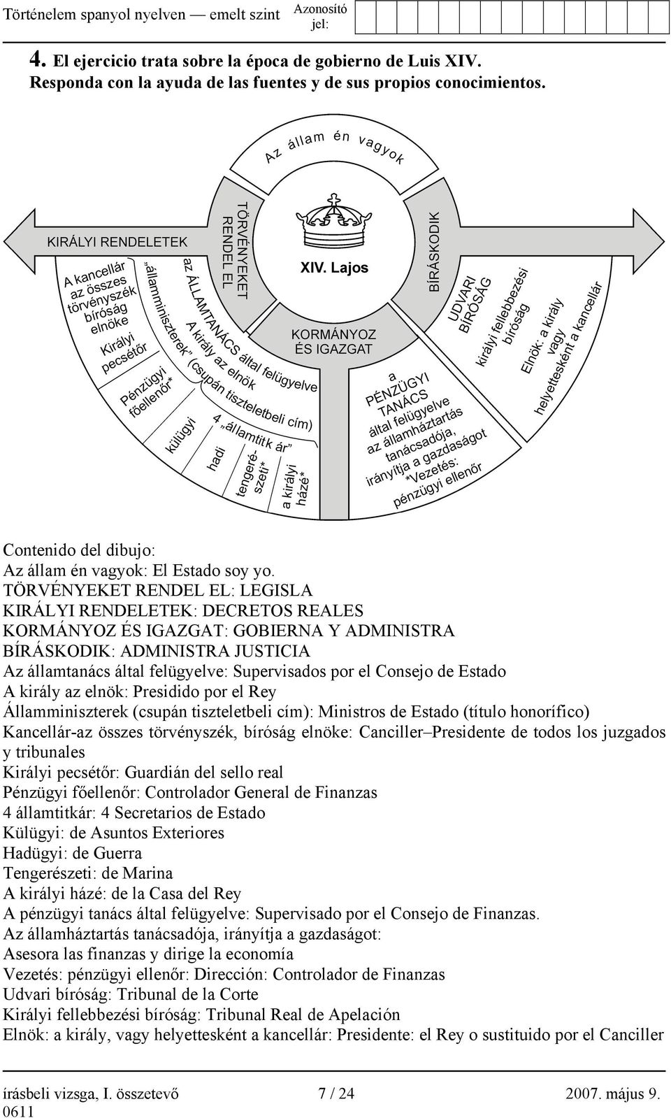 Consejo de Estado A király az elnök: Presidido por el Rey Államminiszterek (csupán tiszteletbeli cím): Ministros de Estado (título honorífico) Kancellár-az összes törvényszék, bíróság elnöke: