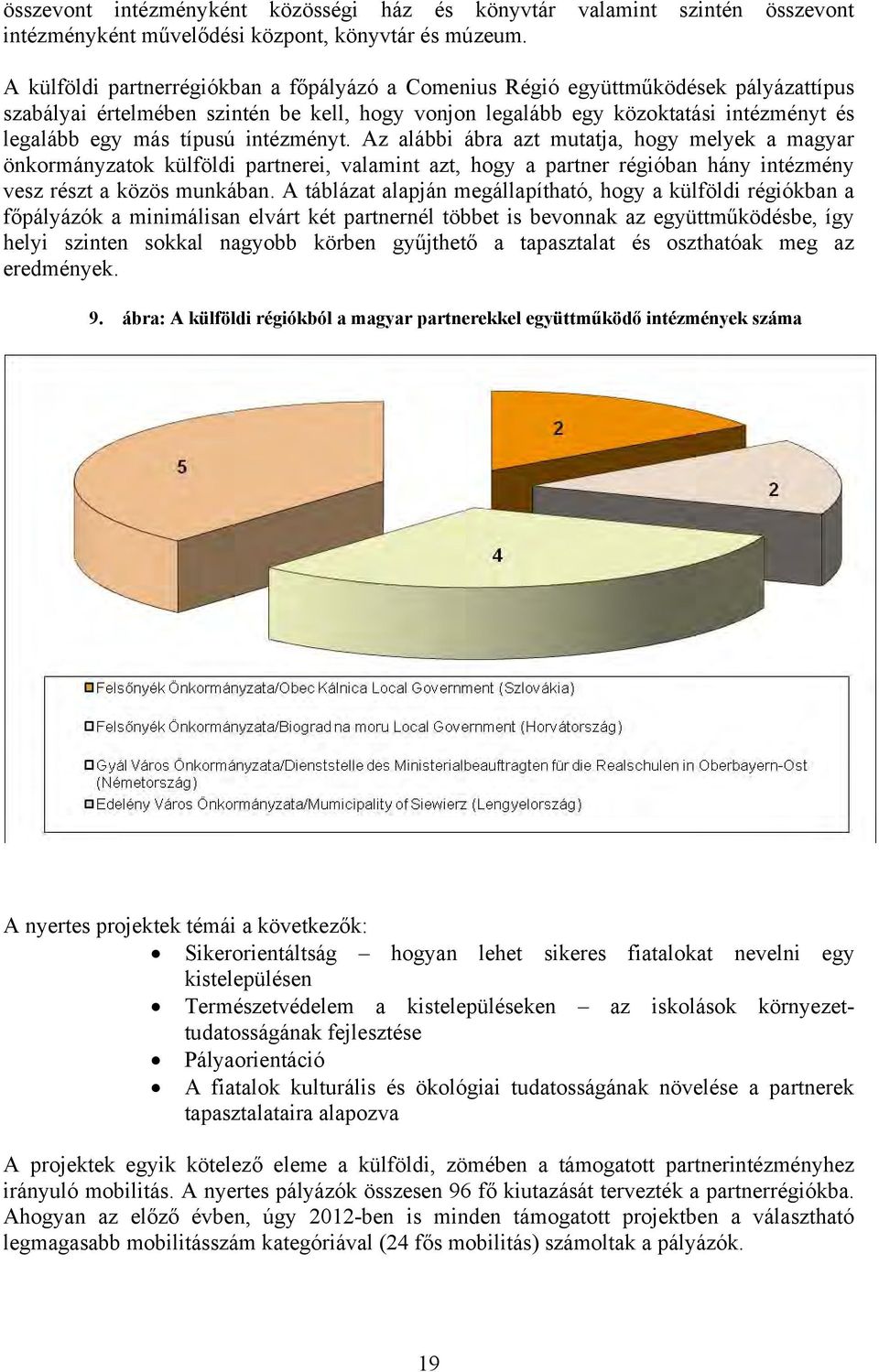 intézményt. Az alábbi ábra azt mutatja, hogy melyek a magyar önkormányzatok külföldi partnerei, valamint azt, hogy a partner régióban hány intézmény vesz részt a közös munkában.