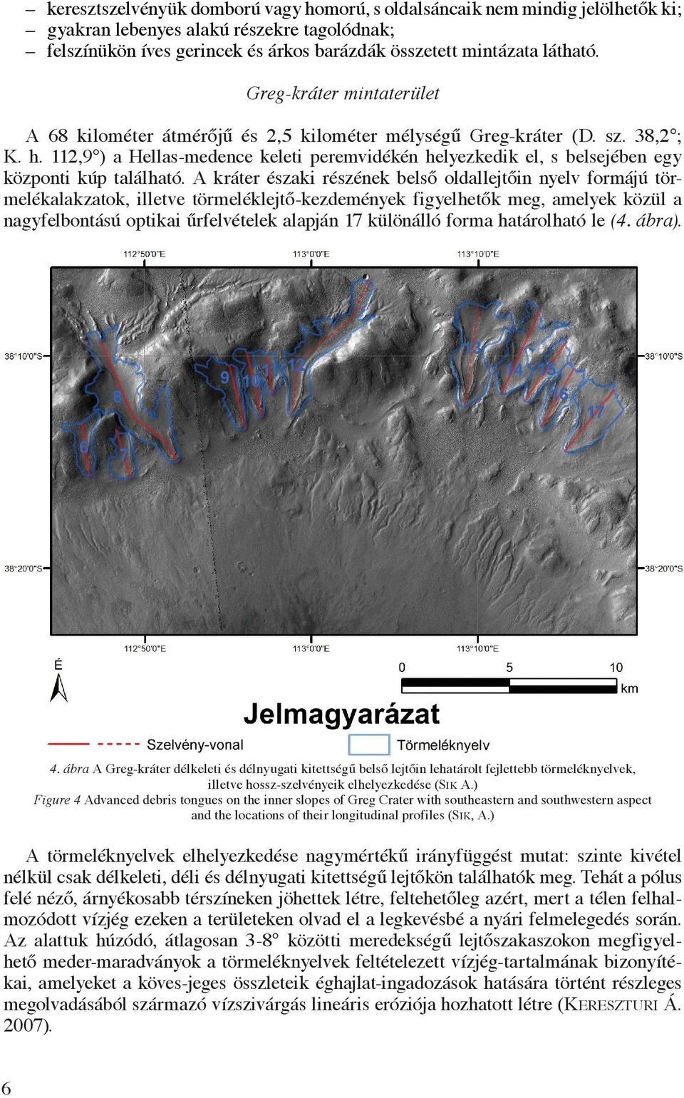 112,9 ) a Hellas-medence keleti peremvidékén helyezkedik el, s belsejében egy központi kúp található.