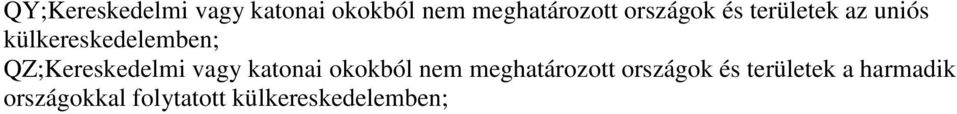 QZ;Kereskedelmi vagy katonai okokból nem meghatározott