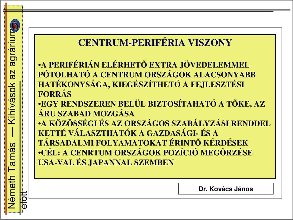 MOZGÁSA A KÖZÖSSÉGI ÉS AZ ORSZÁGOS SZABÁLYZÁSI RENDDEL KETTÉ VÁLASZTHATÓK A GAZDASÁGI- ÉS A TÁRSADALMI
