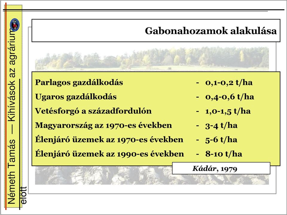 Magyarország az 1970-es években - 3-4 t/ha Élenjáró üzemek az 1970-es