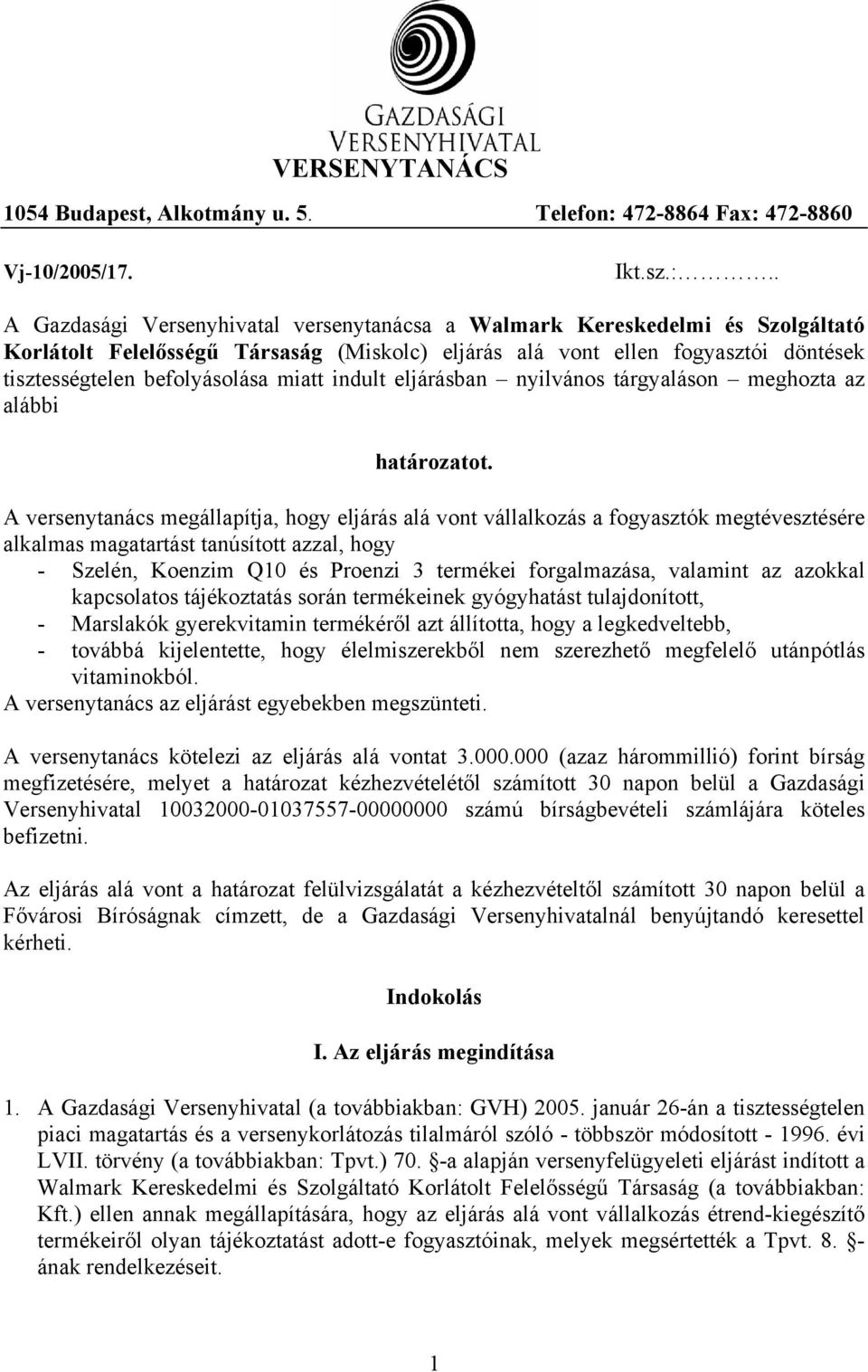 472-8860 Vj-10/2005/17. Ikt.sz.:.