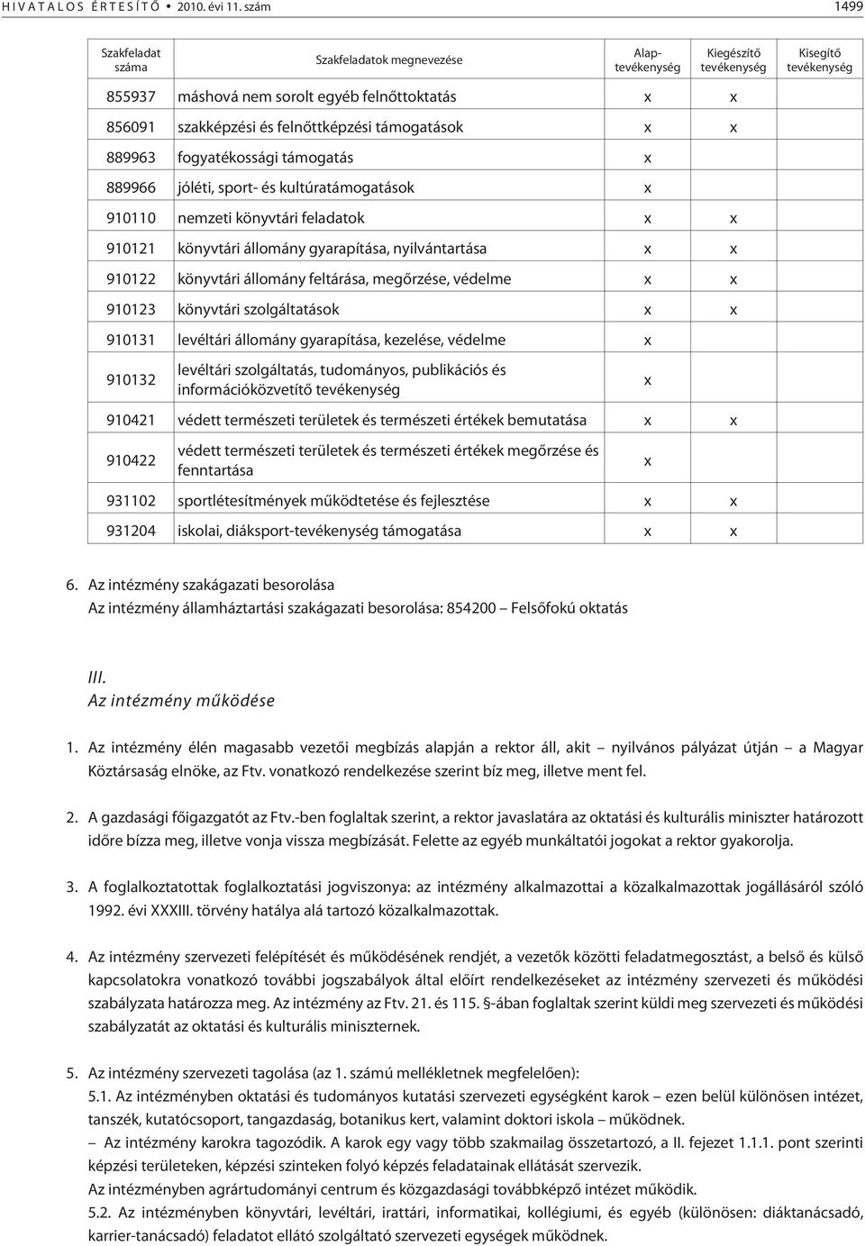 támogatás 889966 jóléti, sport- és kultúratámogatások 910110 nemzeti könyvtári feladatok 910121 könyvtári állomány gyarapítása, nyilvántartása 910122 könyvtári állomány feltárása, megõrzése, védelme