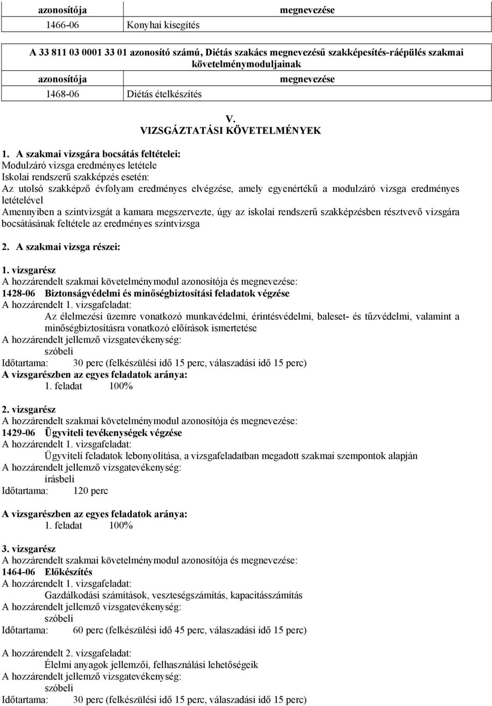 A szakmai vizsgára bocsátás feltételei: Modulzáró vizsga eredményes letétele Iskolai rendszerű szakképzés esetén: Az utolsó szakképző évfolyam eredményes elvégzése, amely egyenértékű a modulzáró