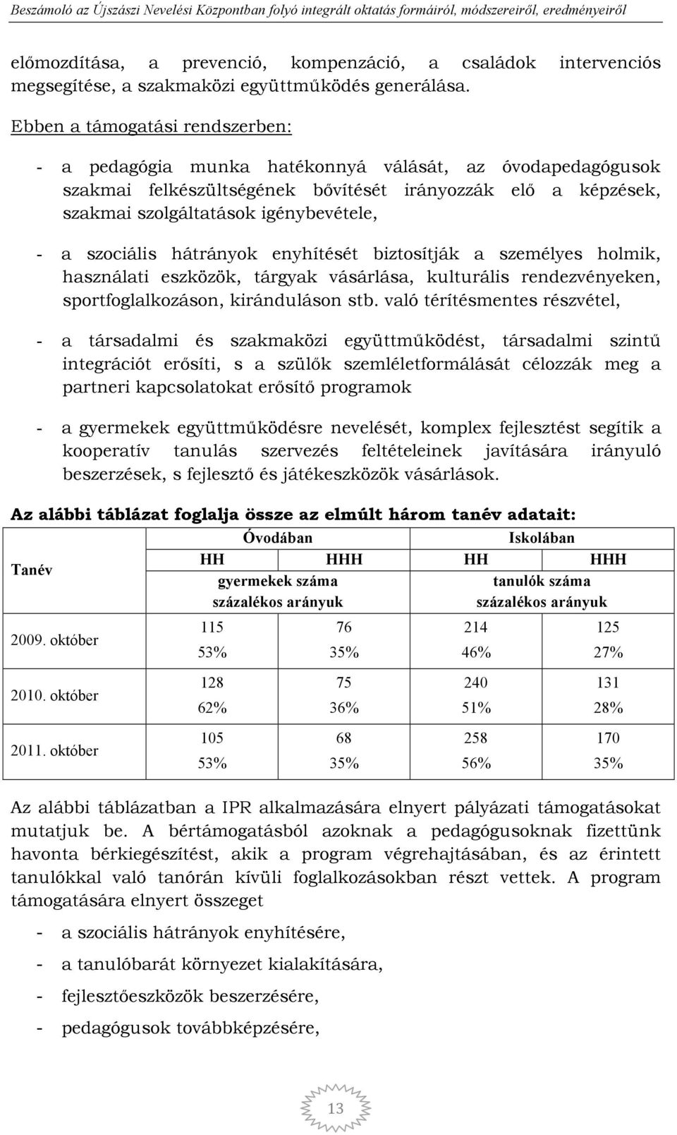 szociális hátrányok enyhítését biztosítják a személyes holmik, használati eszközök, tárgyak vásárlása, kulturális rendezvényeken, sportfoglalkozáson, kiránduláson stb.