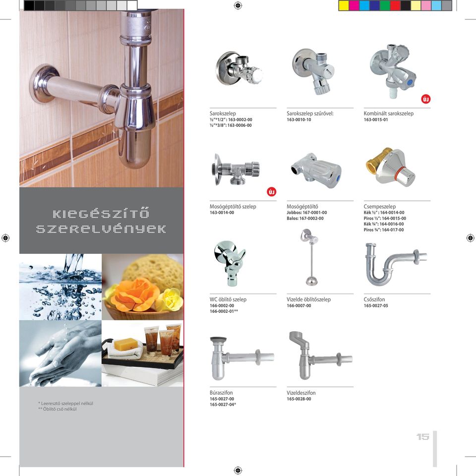 167-0001-00 Balos: 167-0002-00 Kék ½ : 164-0014-00 Piros ½ : 164-0015-00 Kék ¾ : 164-0016-00 Piros ¾ : 164-017-00 C öblítő szelep