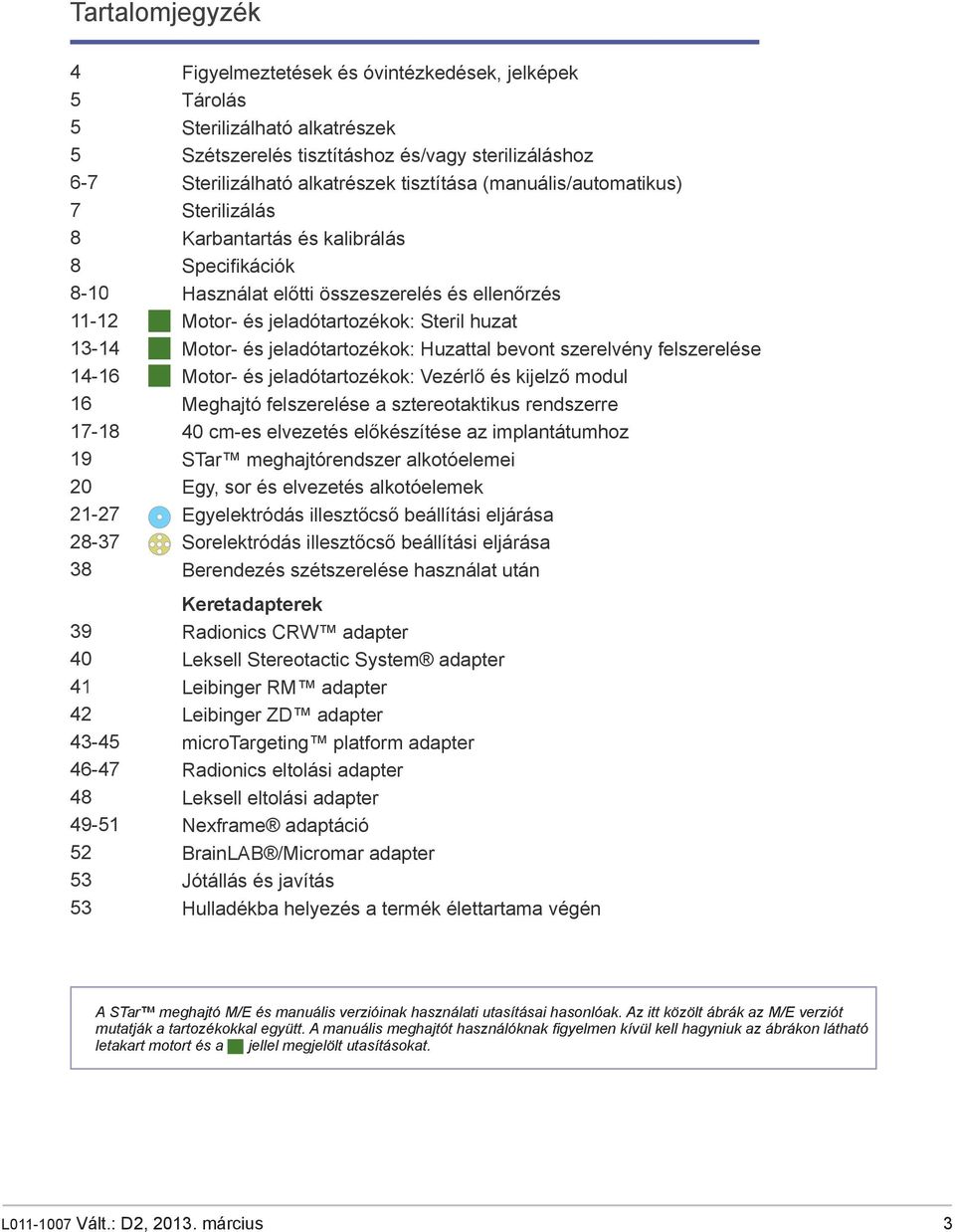 összeszerelés és ellenőrzés Motor- és jeladótartozékok: Steril huzat Motor- és jeladótartozékok: Huzattal bevont szerelvény felszerelése Motor- és jeladótartozékok: Vezérlő és kijelző modul Meghajtó