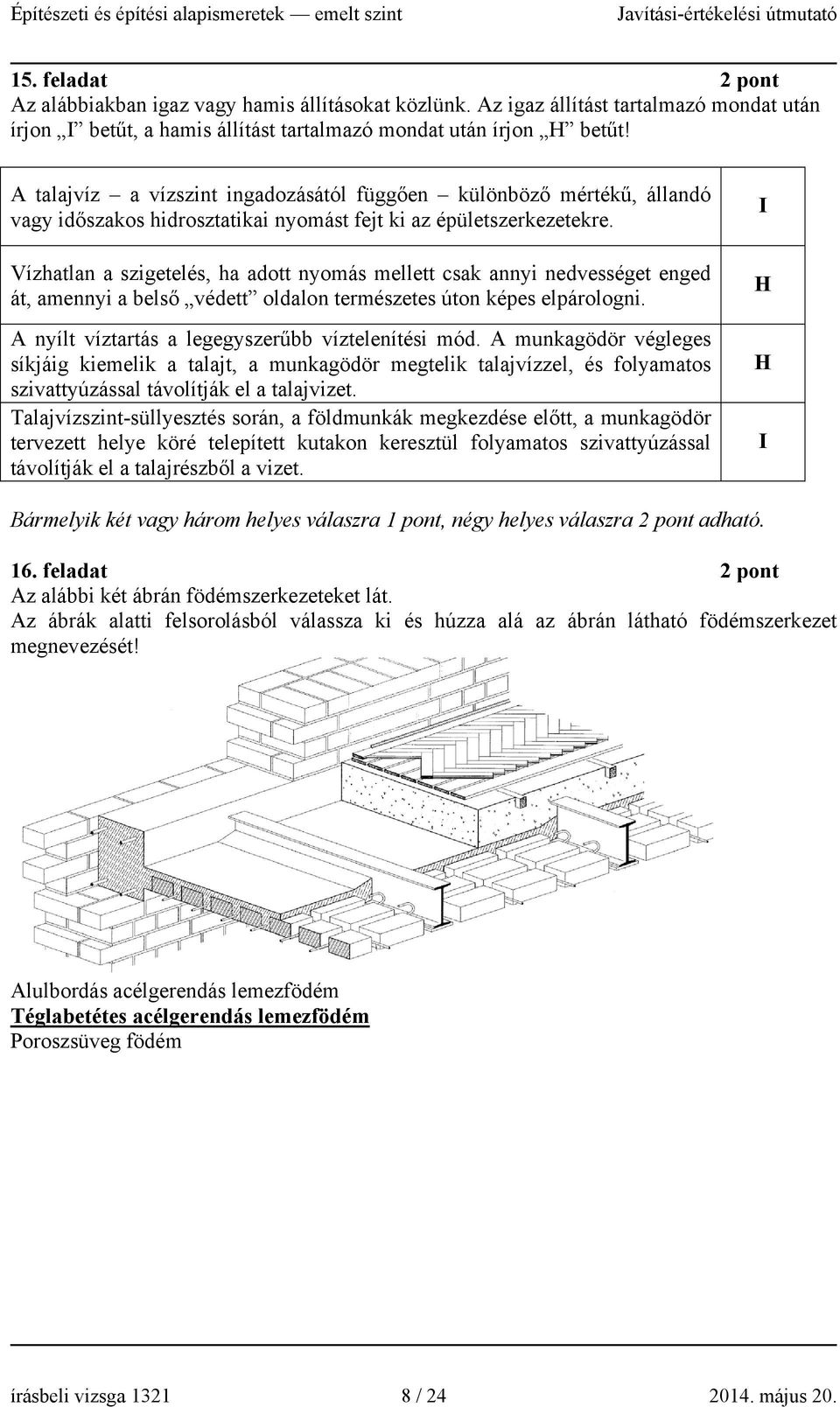 Vízhatlan a szigetelés, ha adott nyomás mellett csak annyi nedvességet enged át, amennyi a belső védett oldalon természetes úton képes elpárologni. A nyílt víztartás a legegyszerűbb víztelenítési mód.