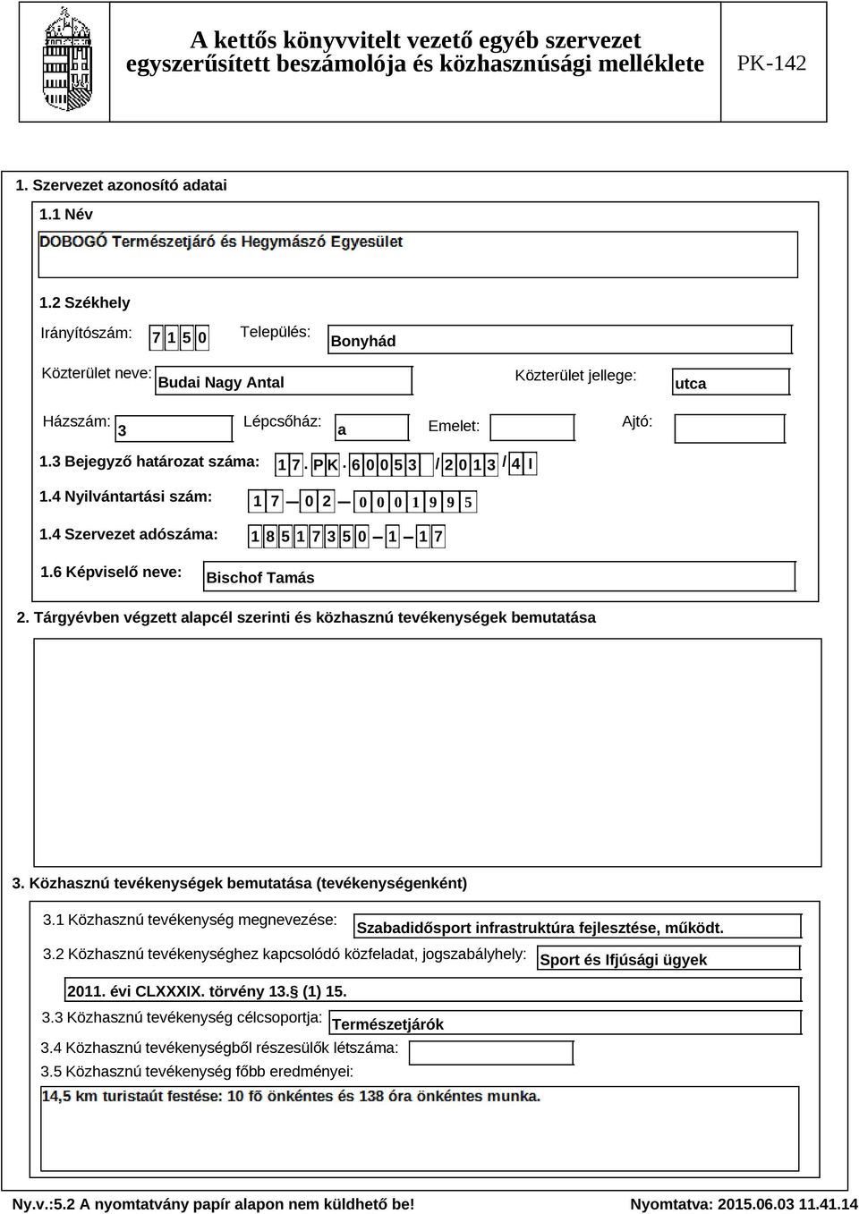 Tárgyévben végzett alapcél szerinti és közhasznú tevékenységek bemutatása Szöveg 3. Közhasznú tevékenységek bemutatása (tevékenységenként) 3.