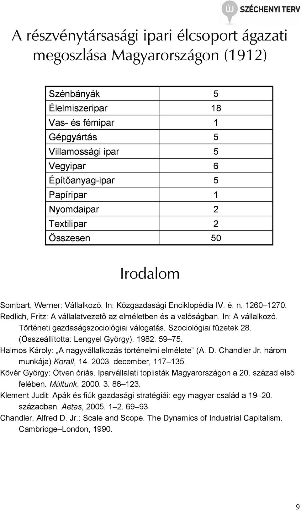 In: A vállalkozó. Történeti gazdaságszociológiai válogatás. Szociológiai füzetek 28. (Összeállította: Lengyel György). 1982. 59 75. Halmos Károly: A nagyvállalkozás történelmi elmélete (A. D.