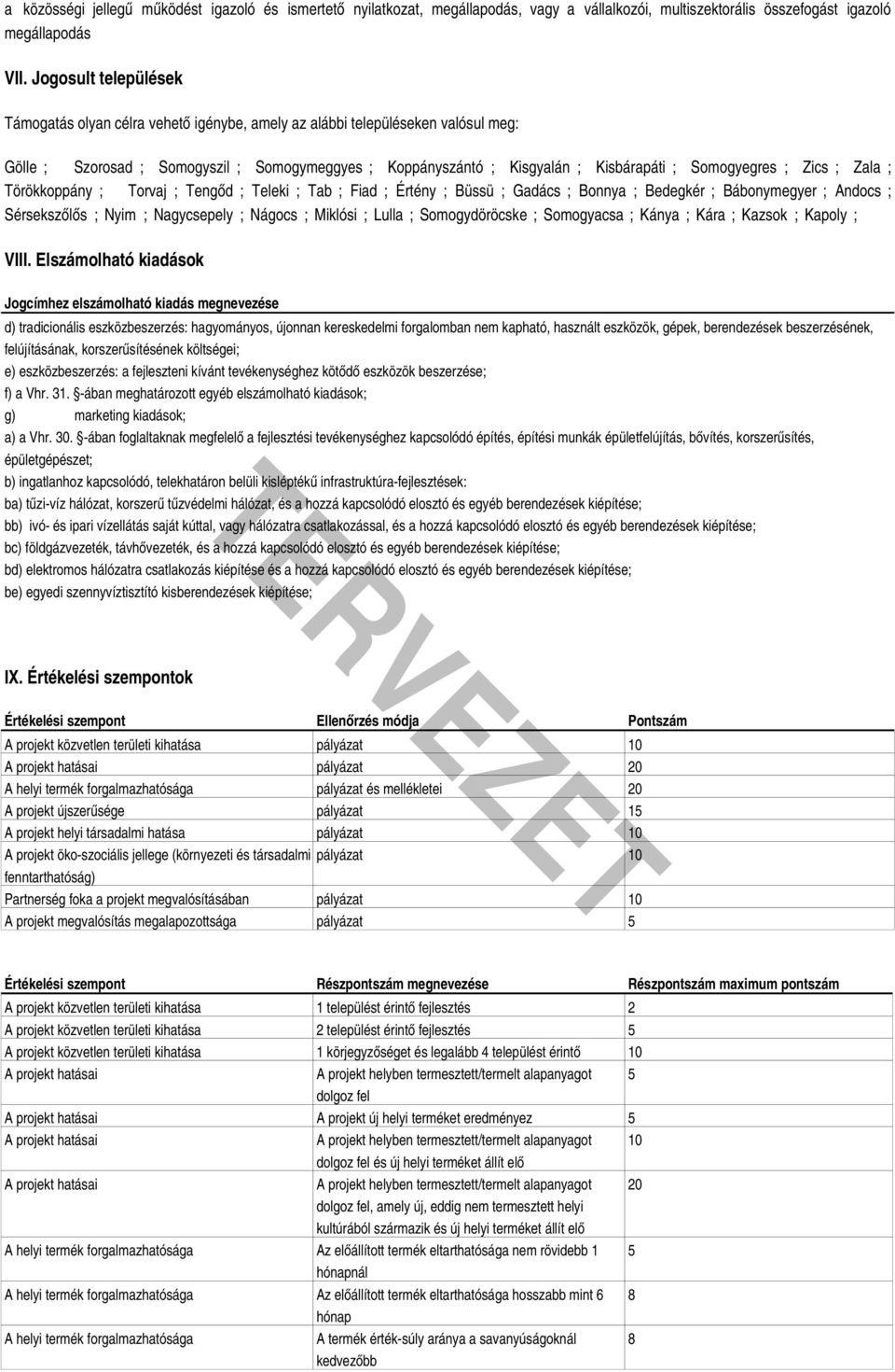 Somogyegres ; Zics ; Zala ; Törökkoppány ; Torvaj ; Tengőd ; Teleki ; Tab ; Fiad ; Értény ; Büssü ; Gadács ; Bonnya ; Bedegkér ; Bábonymegyer ; Andocs ; Sérsekszőlős ; Nyim ; Nagycsepely ; Nágocs ;