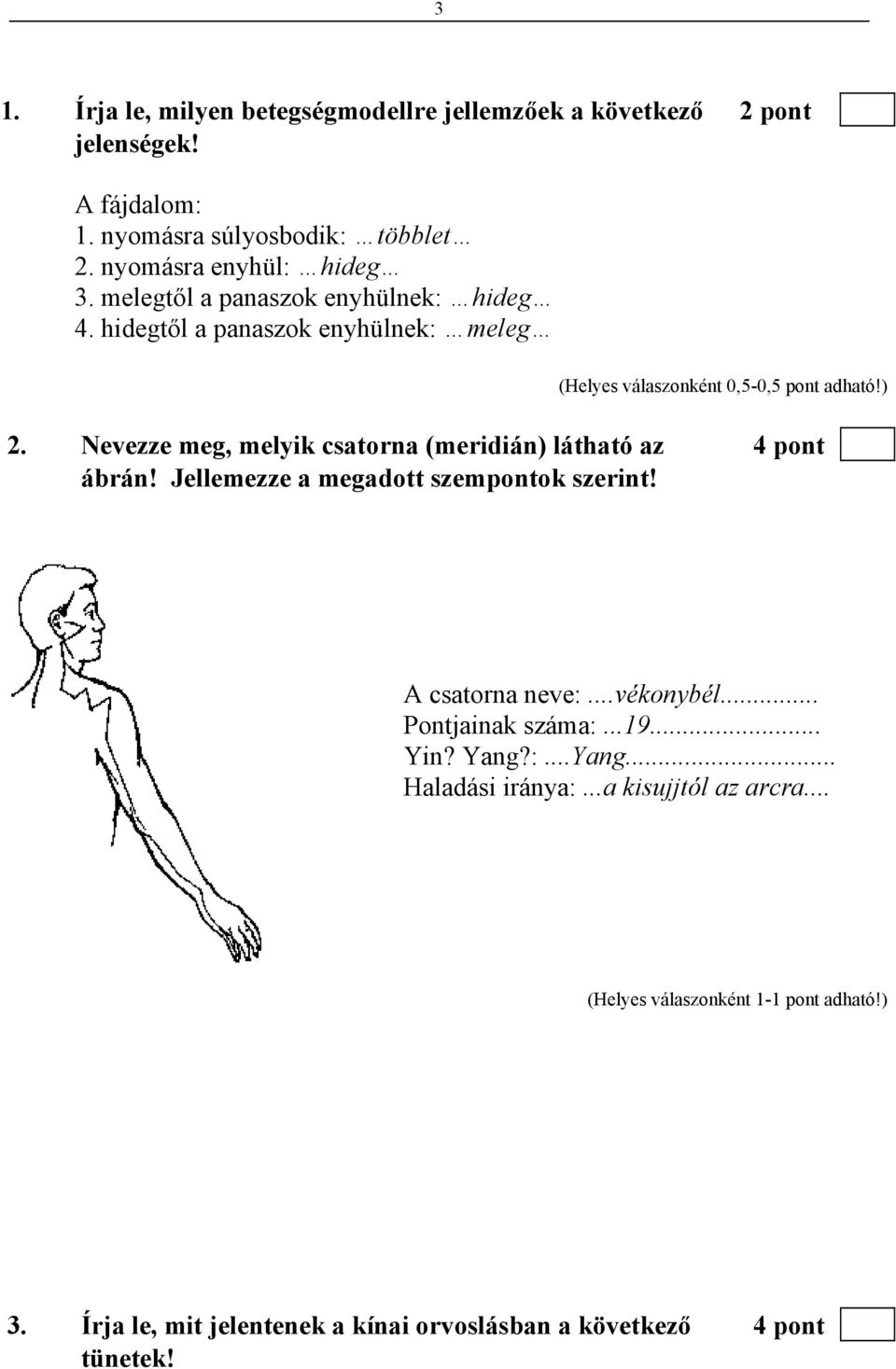 Nevezze meg, melyik csatorna (meridián) látható az 4 pont ábrán! Jellemezze a megadott szempontok szerint! A csatorna neve:...vékonybél.