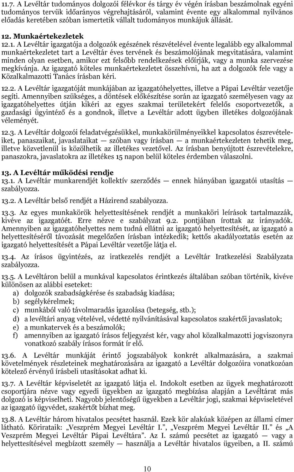 . Munkaértekezletek 12