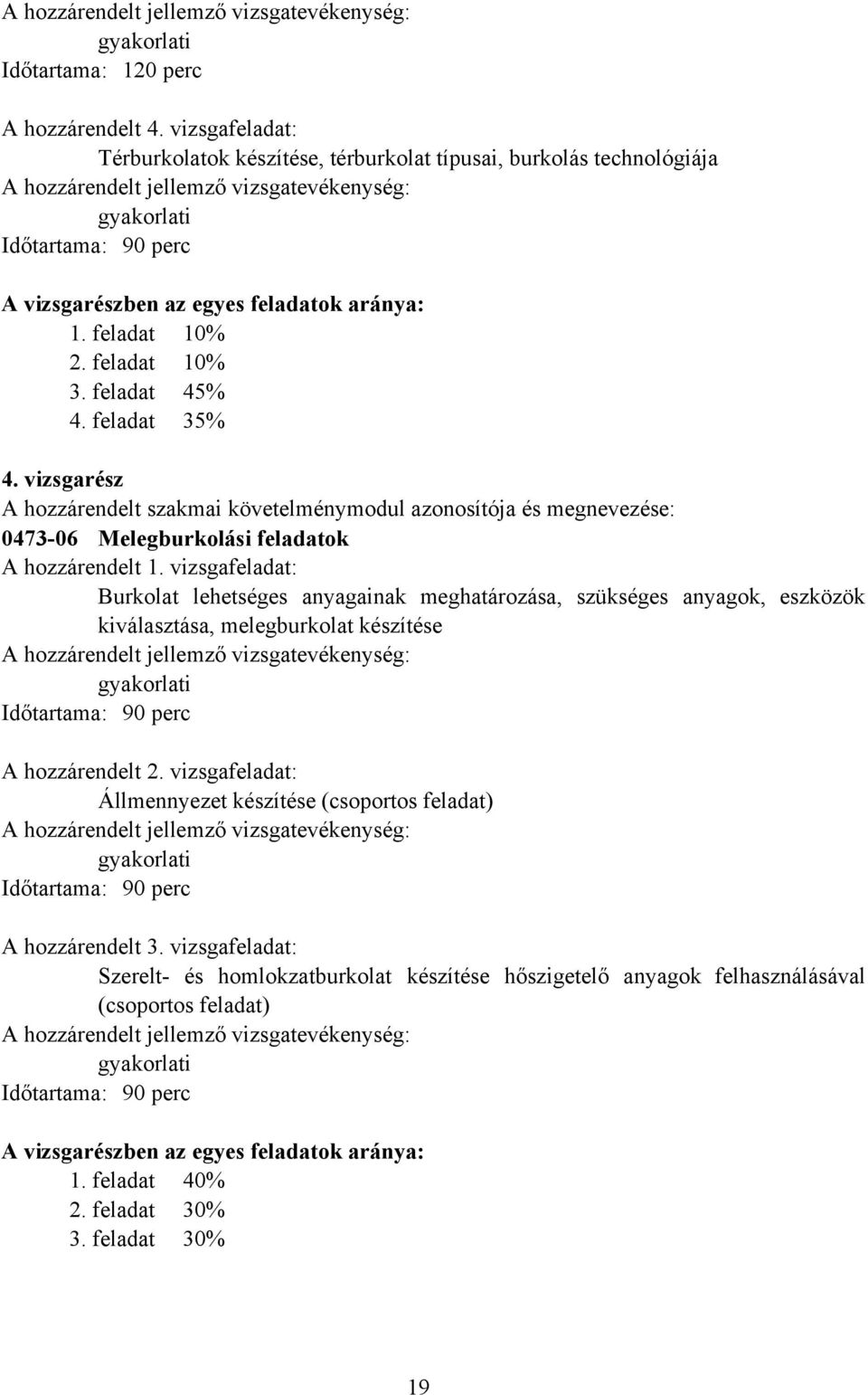 vizsgafeladat: Burkolat lehetséges anyagainak meghatározása, szükséges anyagok, eszközök kiválasztása, melegburkolat készítése Időtartama: 90 perc A hozzárendelt 2.