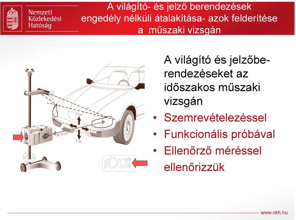 és jelzőberendezéseket az időszakos műszaki vizsgán