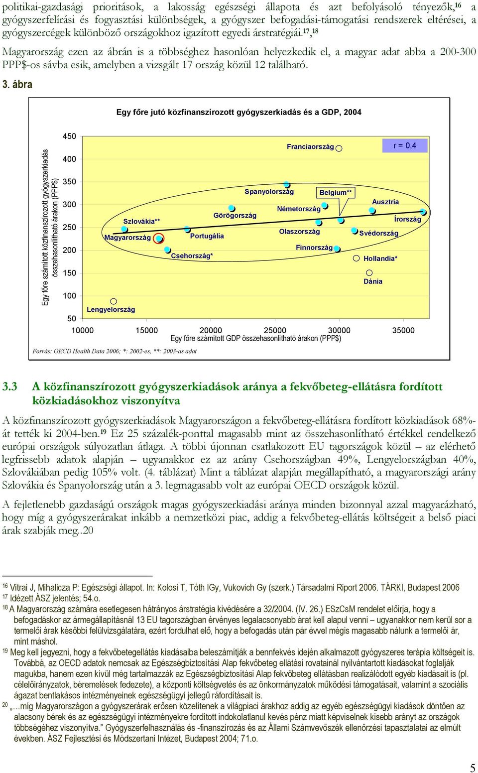 17, 18 Magyarország ezen az ábrán is a többséghez hasonlóan helyezkedik el, a magyar adat abba a 200-300 PPP$-os sávba esik, amelyben a vizsgált 17 ország közül 12 található. 3.