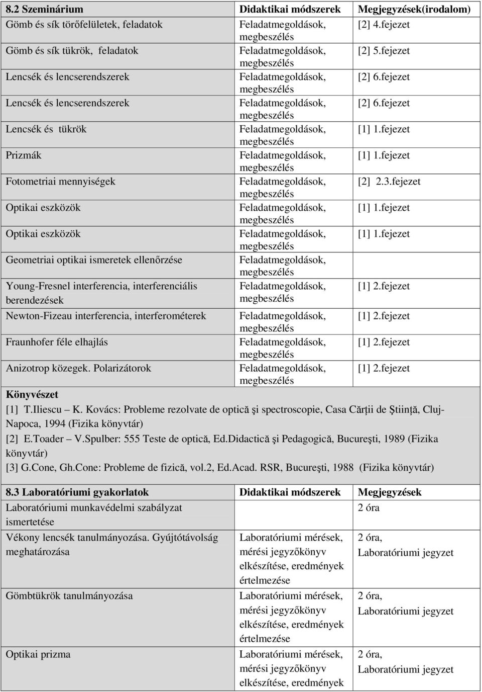 3.fejezet Optikai eszközök Optikai eszközök Geometriai optikai ismeretek ellenőrzése Feladatmegoldások, Young-Fresnel interferencia, interferenciális berendezések Feladatmegoldások, [1] 2.