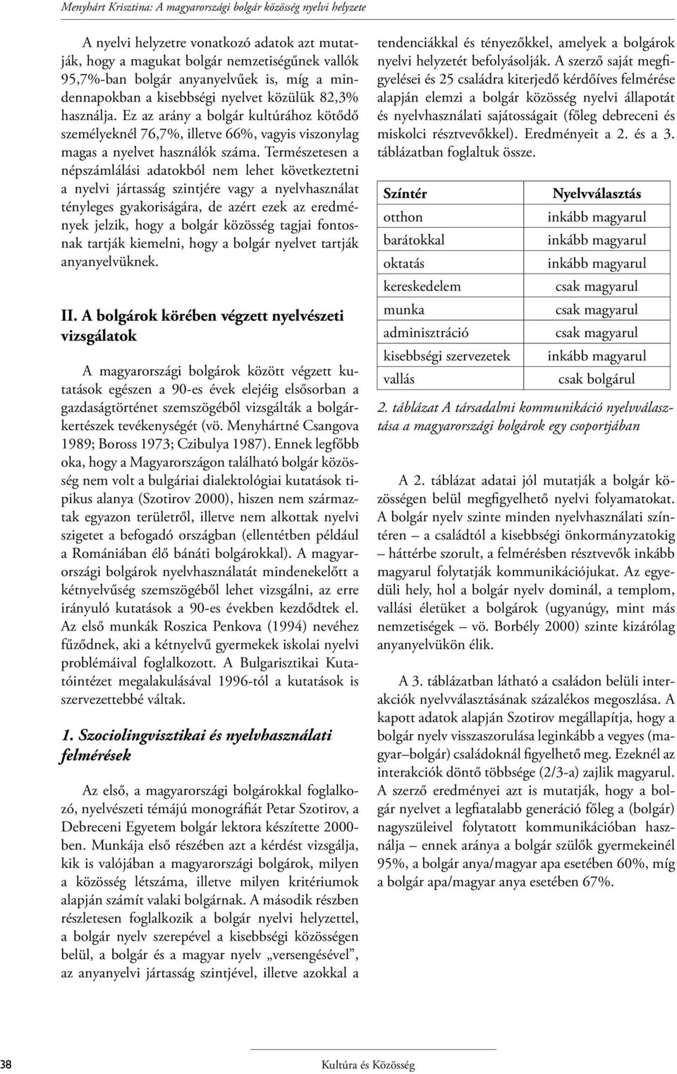 Természetesen a népszámlálási adatokból nem lehet következtetni a nyelvi jártasság szintjére vagy a nyelvhasználat tényleges gyakoriságára, de azért ezek az eredmények jelzik, hogy a bolgár közösség