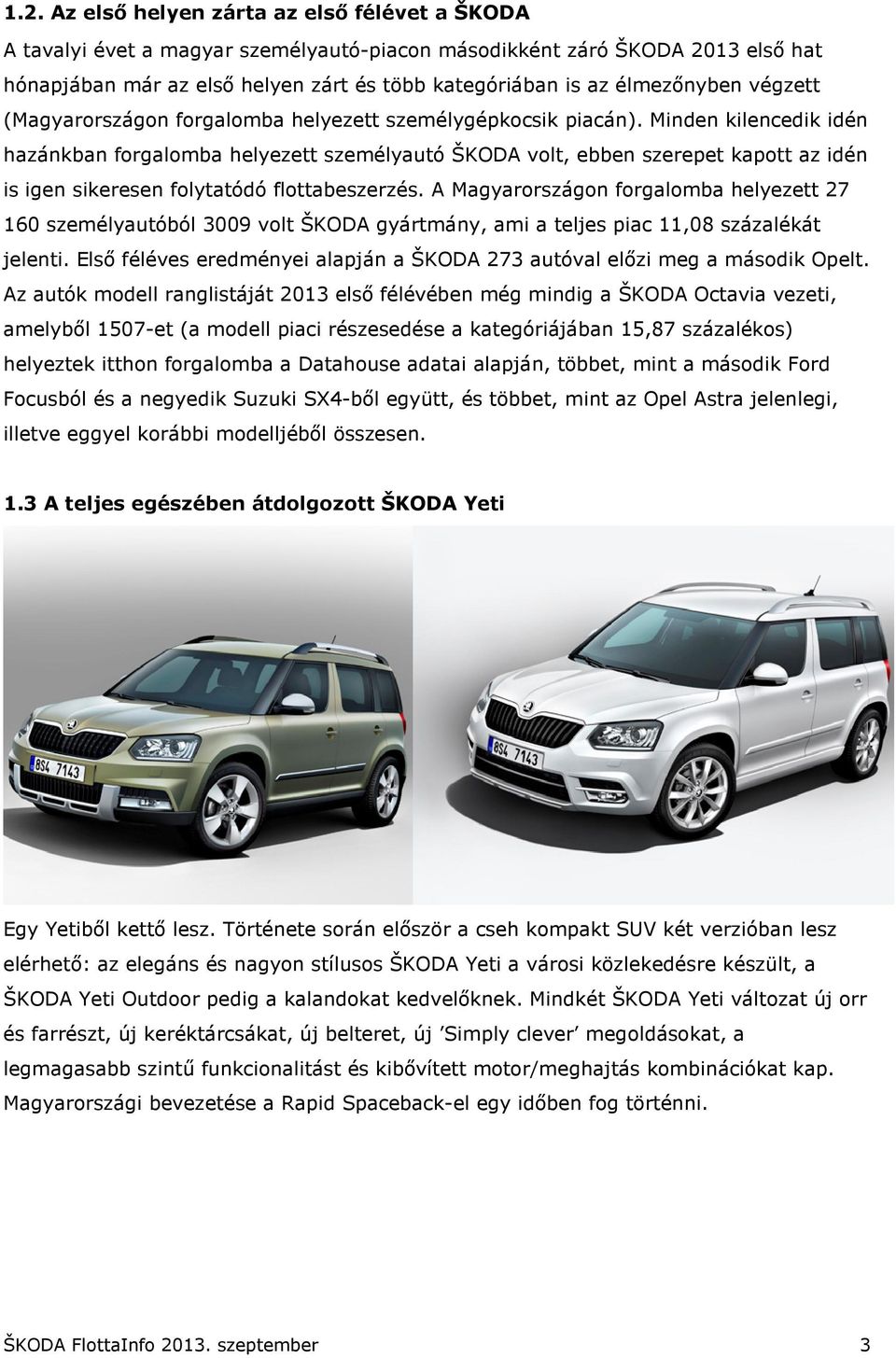 Minden kilencedik idén hazánkban forgalomba helyezett személyautó ŠKODA volt, ebben szerepet kapott az idén is igen sikeresen folytatódó flottabeszerzés.