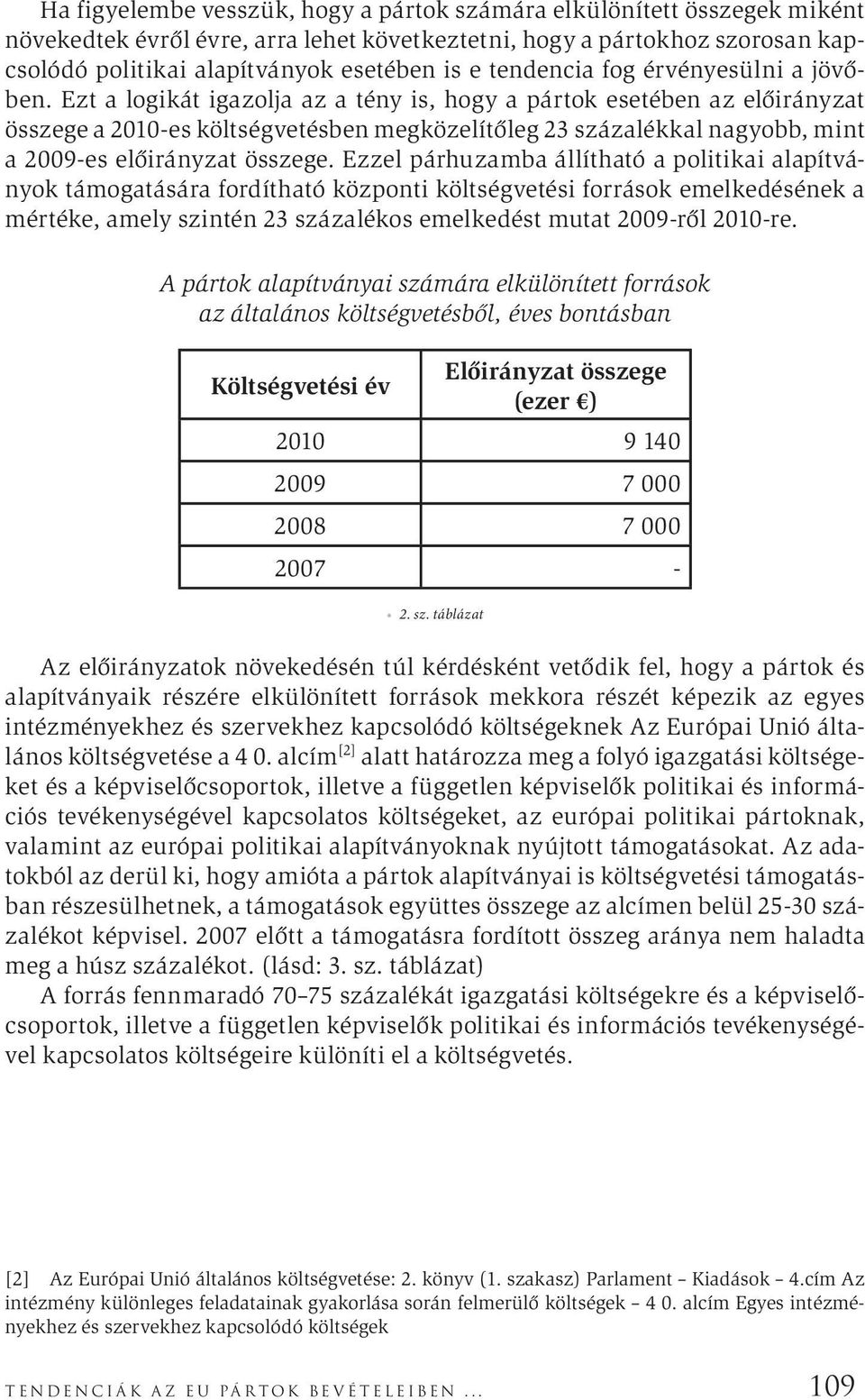 Ezt a logikát igazolja az a tény is, hogy a pártok esetében az előirányzat összege a 2010-es költségvetésben megközelítőleg 23 kal nagyobb, mint a 2009-es előirányzat összege.