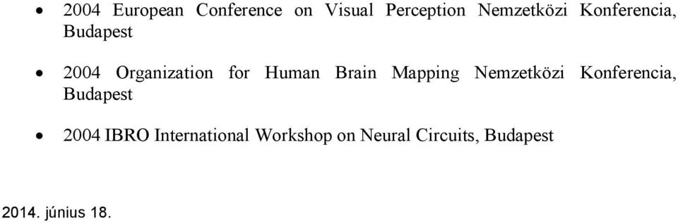 Mapping Nemzetközi Konferencia, Budapest 2004 IBRO