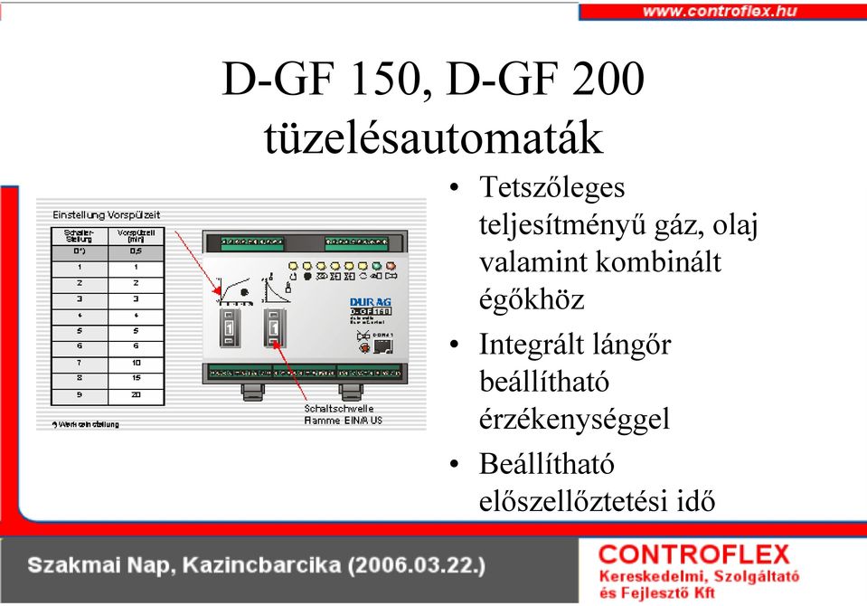 valamint kombinált égőkhöz Integrált lángőr