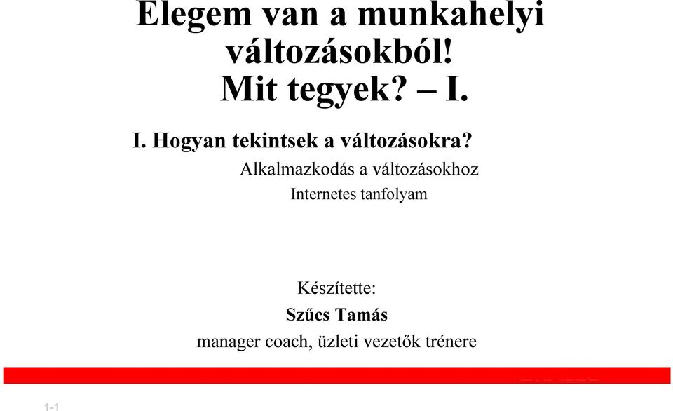 Alkalmazkodás a változásokhoz Internetes tanfolyam