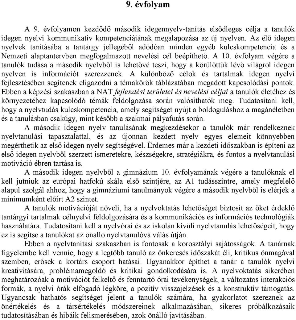 évfolyam végére a tanulók tudása a második nyelvből is lehetővé teszi, hogy a körülöttük lévő világról idegen nyelven is információt szerezzenek.