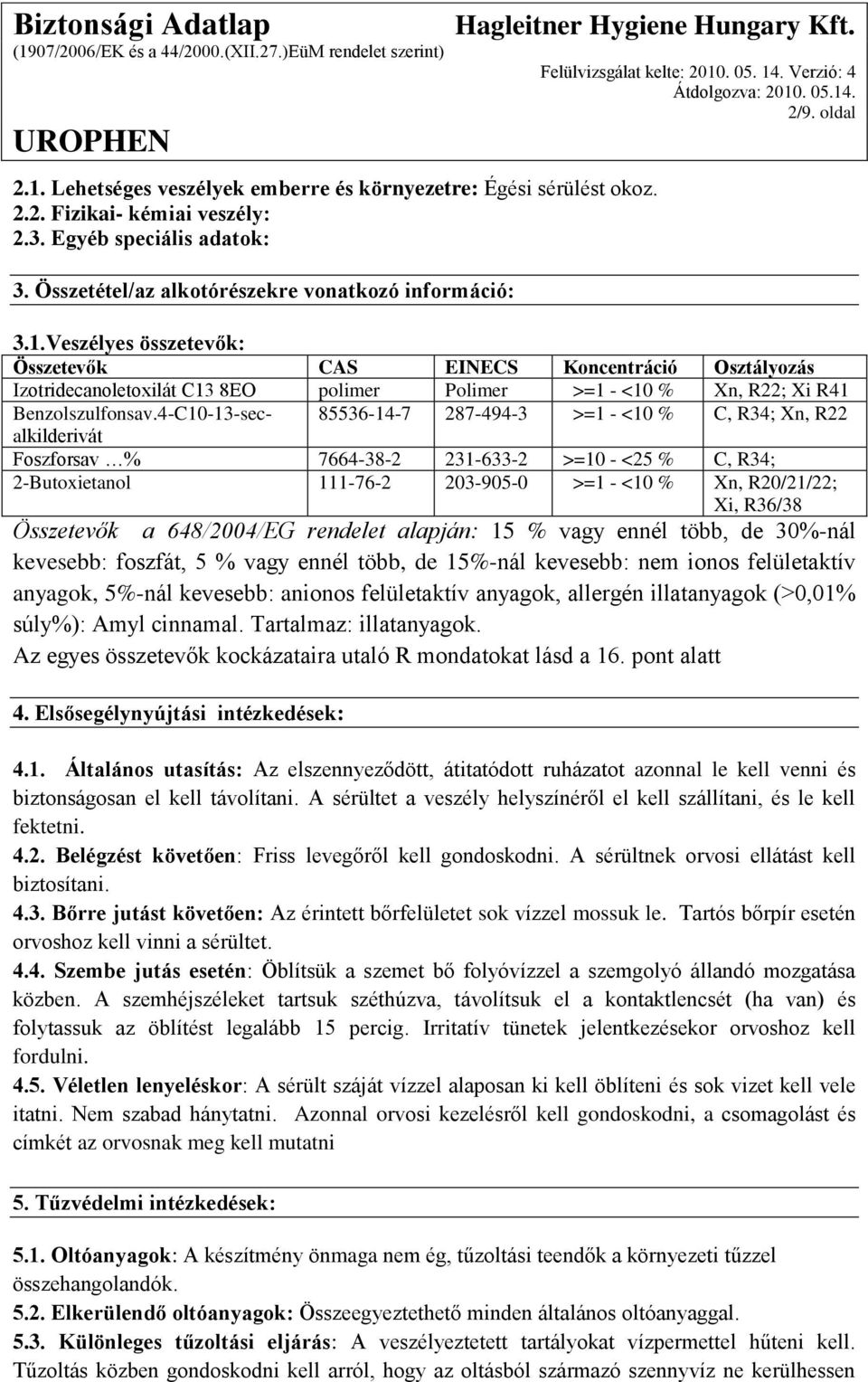 Összetevők a 648/2004/EG rendelet alapján: 15 % vagy ennél több, de 30%-nál kevesebb: foszfát, 5 % vagy ennél több, de 15%-nál kevesebb: nem ionos felületaktív anyagok, 5%-nál kevesebb: anionos