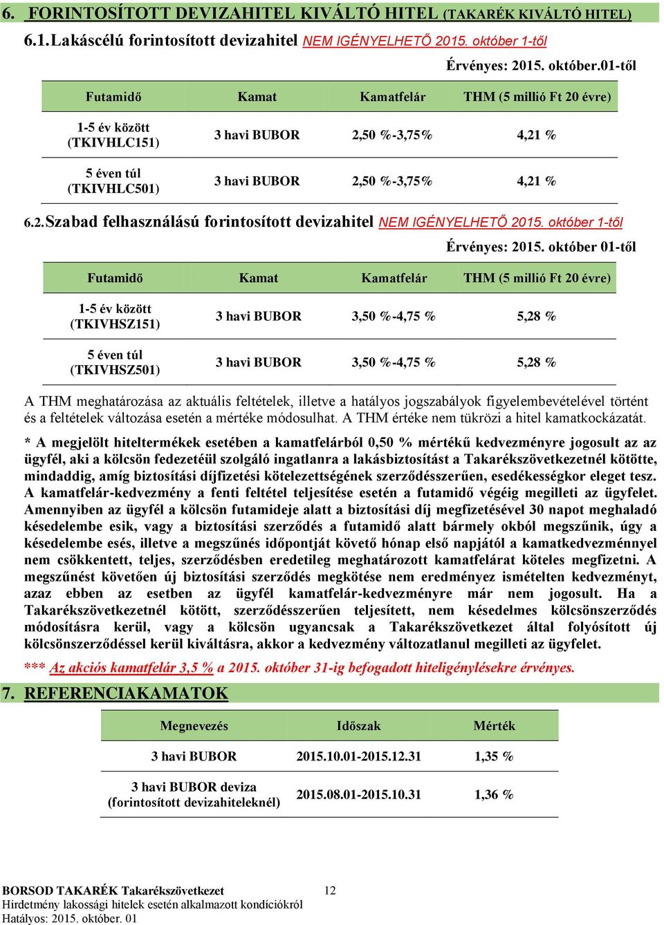 2. Szabad felhasználású forintosított devizahitel NEM IGÉNYELHETŐ 2015. október 1-től Érvényes: 2015.