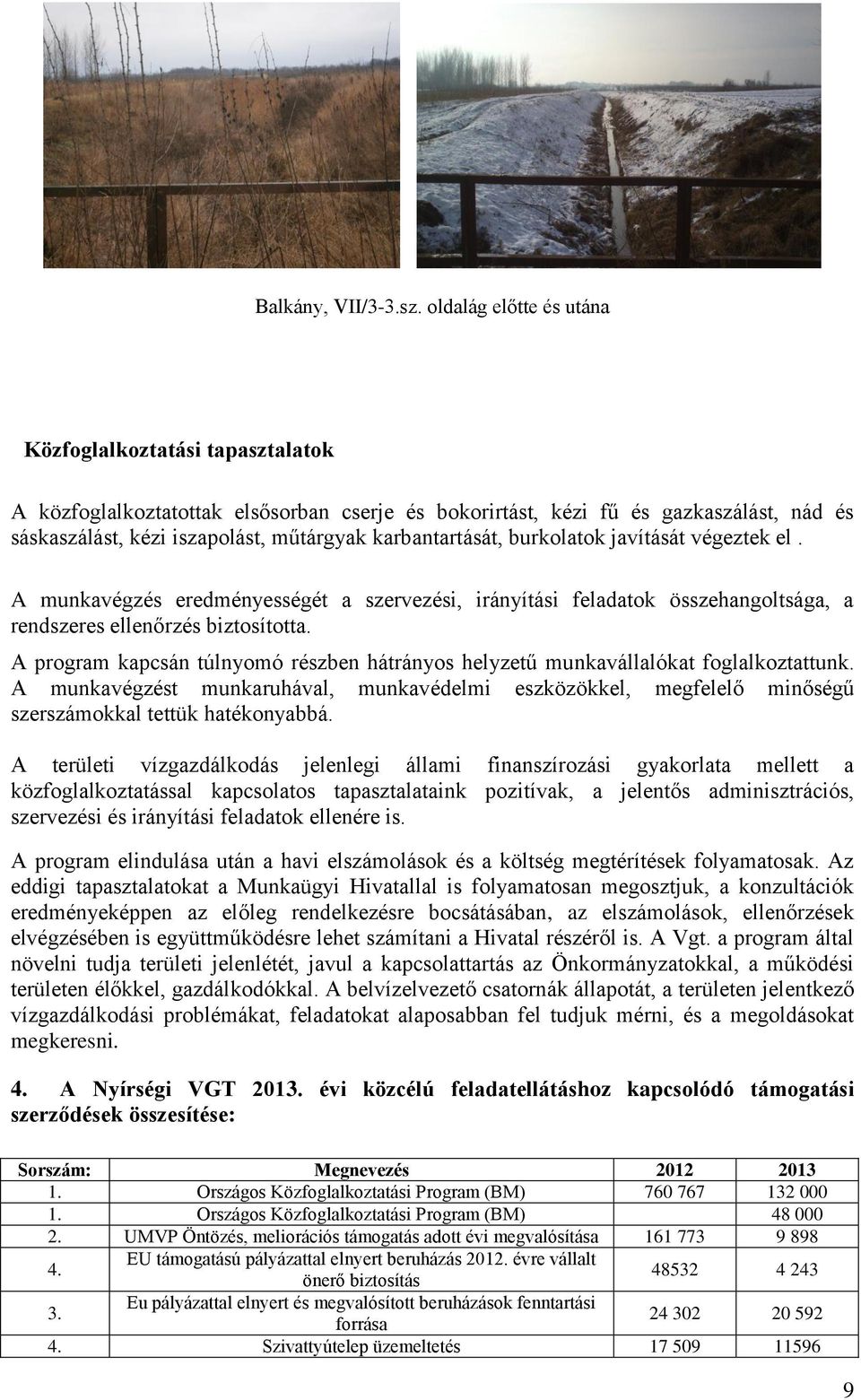 karbantartását, burkolatok javítását végeztek el. A munkavégzés eredményességét a szervezési, irányítási feladatok összehangoltsága, a rendszeres ellenőrzés biztosította.