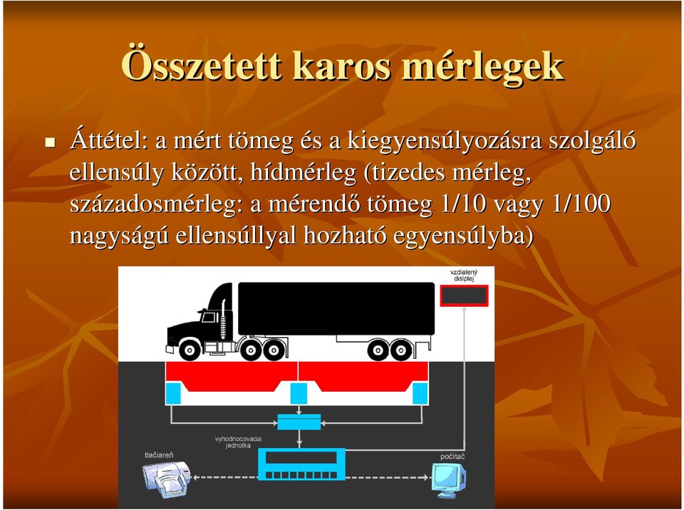dmérleg (tizedes mérleg, m századosm zadosmérleg: : a mérendm