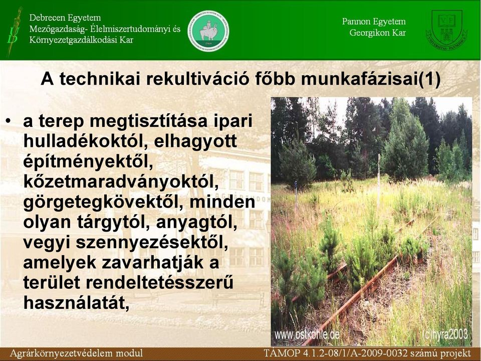 kőzetmaradványoktól, görgetegkövektől, minden olyan tárgytól,