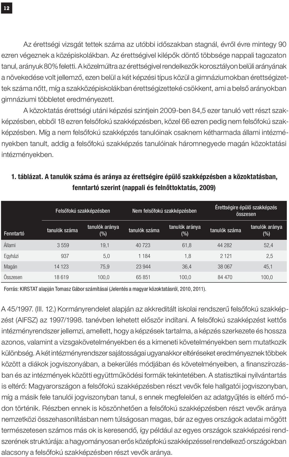 A közelmúltra az érettségivel rendelkezők korosztályon belüli arányának a növekedése volt jellemző, ezen belül a két képzési típus közül a gimnáziumokban érettségizettek száma nőtt, míg a