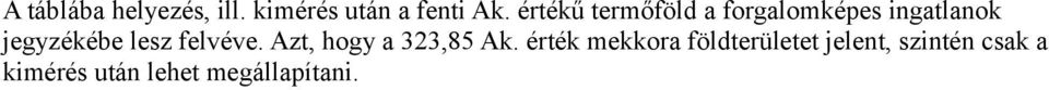 lesz felvéve. Azt, hogy a 323,85 Ak.