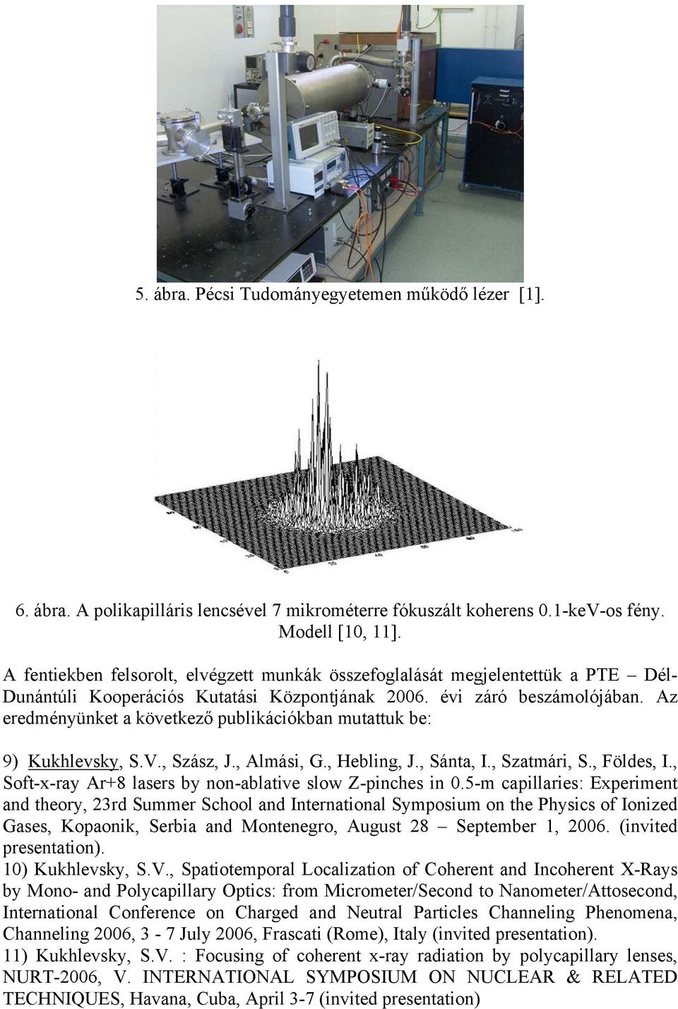 Az eredményünket a következő publikációkban mutattuk be: 9) Kukhlevsky, S.V., Szász, J., Almási, G., Hebling, J., Sánta, I., Szatmári, S., Földes, I.