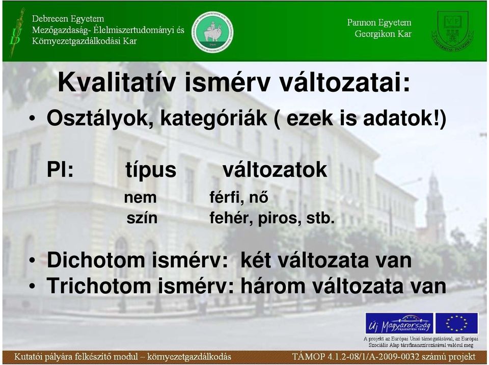 ) Pl: típus változatok em szí férfi, ı fehér,